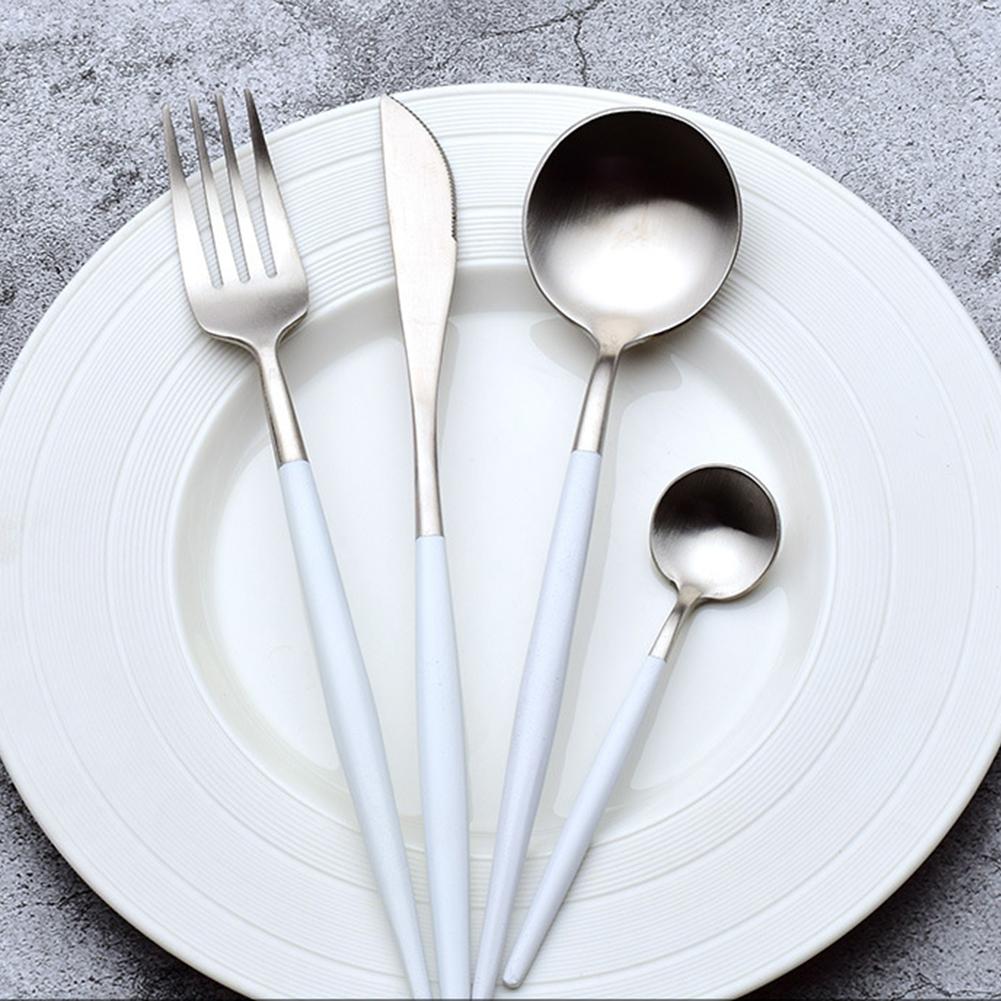 Ensemble de couverts antidérapants à bord lisse, poignée confortable, ensemble de couteaux et fourchettes en acier inoxydable 304, idéal pour la maison et le Restaurant, 4 pièces