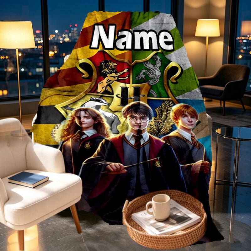 Custom Name Personalized Harry  Potter Print Blankets, Home Decor, Bedroom, Sofa, Camping, Couch, Gifts for Birthday Christmas