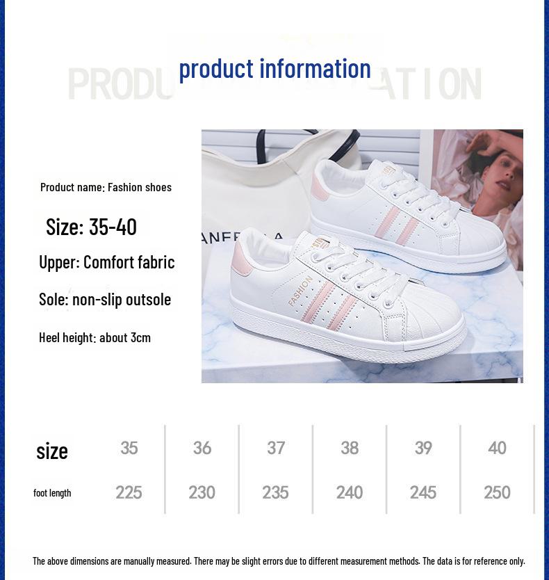 2022 Spring & Autumn Women's White Leather Shell Toe Sneakers - Casual All-Match Flats