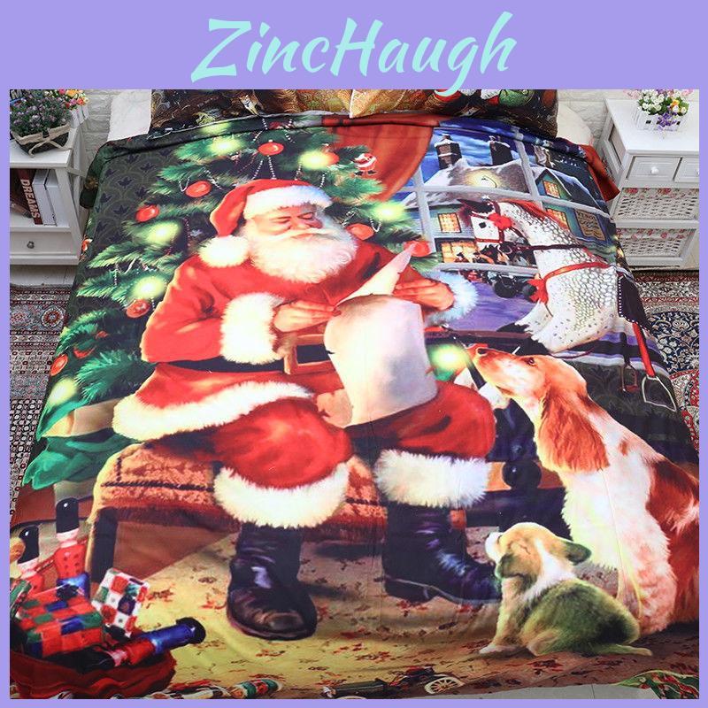 Luxurious Christmas Kids Duvet Cover Pillow Cases Quilt Cover Santa Claus Bedding Set