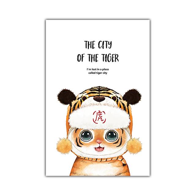 

Китайский стиль Мультяшный Тигр Зодиак Талисман Настенное искусство Холст Живопись Скандинавские плакаты и принты Настенная картина Детская детская комната Декор 21*30cm
