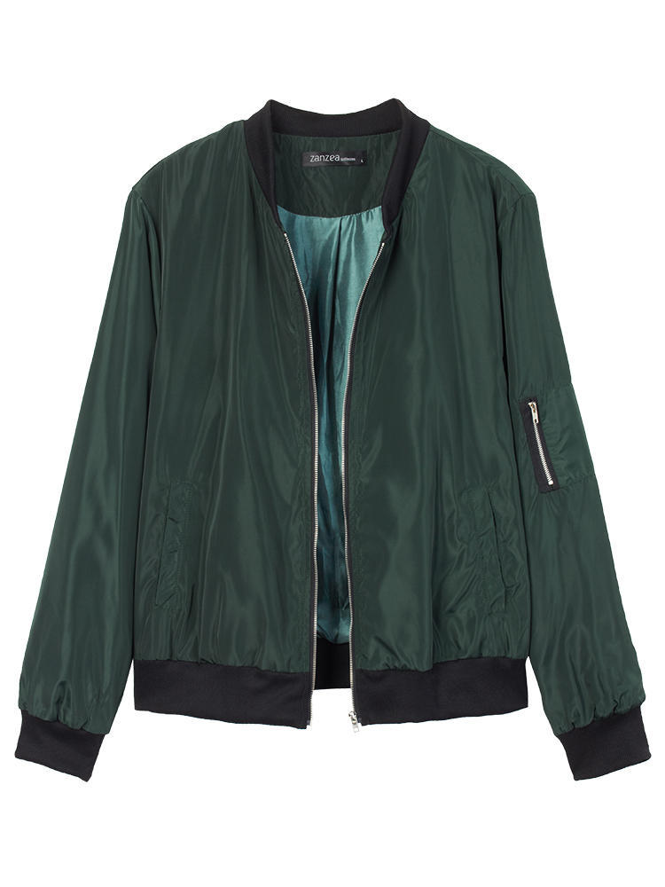 Frauen Mantel Herbst Winter Jacke Einfarbig Mode Zip Jacke Baseball Jacke