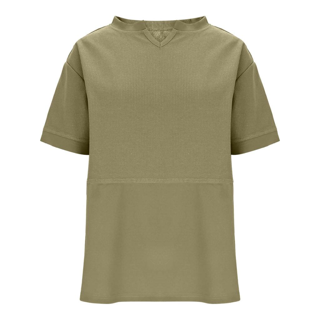 Womens  Knit Tops Casual V Neck Short Sleeve T Shirts Loose Blouses
