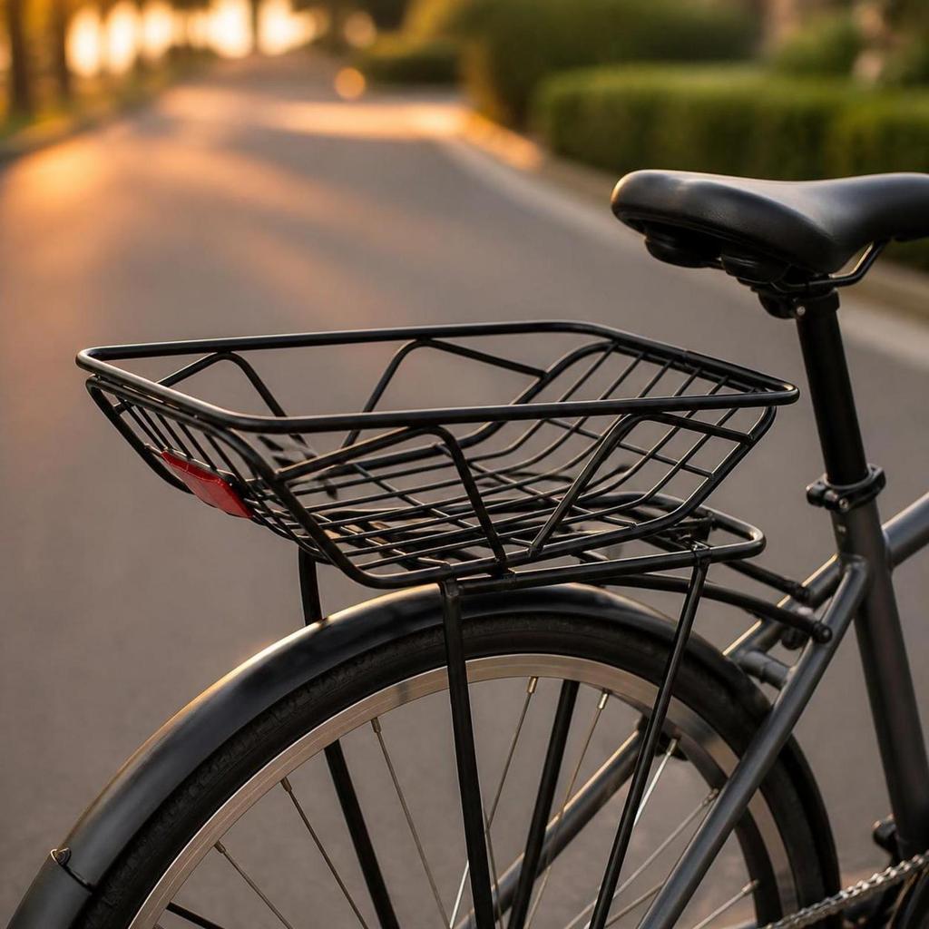 Rear Bike Basket with Reflector Long-Lasting Carrier Stable for Grocery Shopping