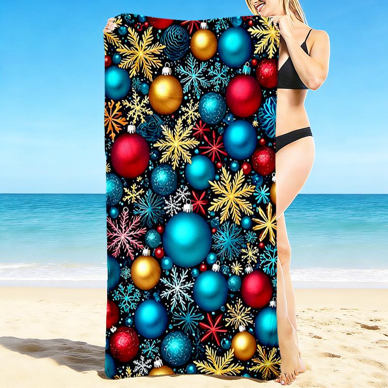 1Pc Christmas Ornaments Snowflakes Beach Towel Quick Dry Multiuse For Beach Pool Gym Yoga Home Travel Christmas Halloween Xmas Gift S21