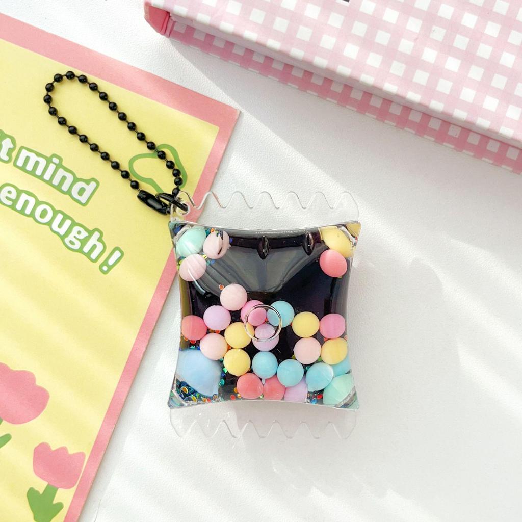 Cute Glittery Acrylic Milk Bean Keychain Pendant