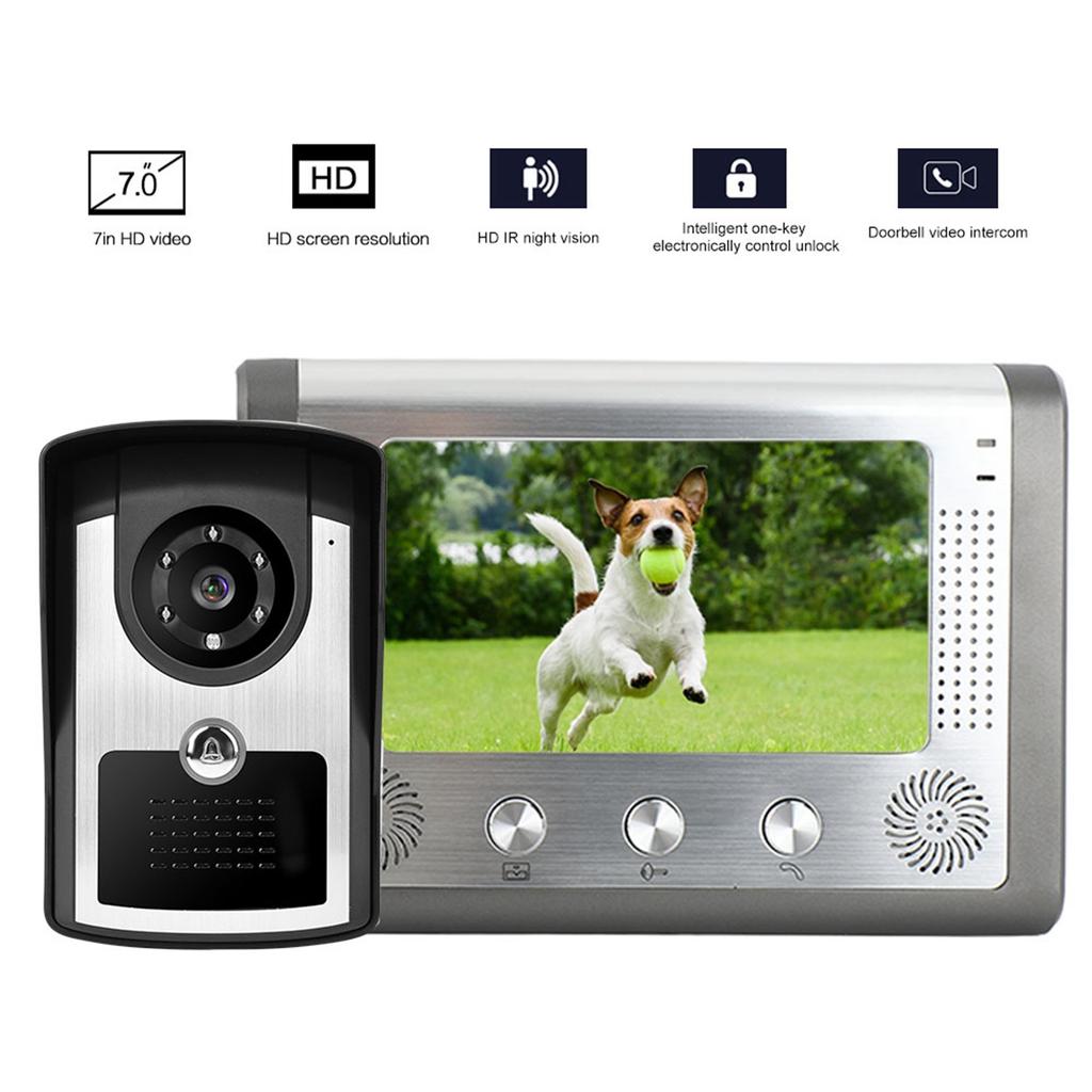 7inch Wired Rainproof Video Intercom Doorbell IR Camera Monitor Door Phone