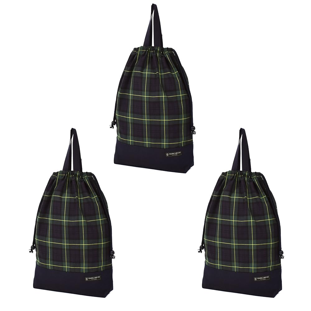 COLORFUL CANDY STYLE Large Drawstring Gym Clothes Bags Name with Handles and Tartan Check and Dark Set of for Girls and Stylish Gym Clothes Bags for