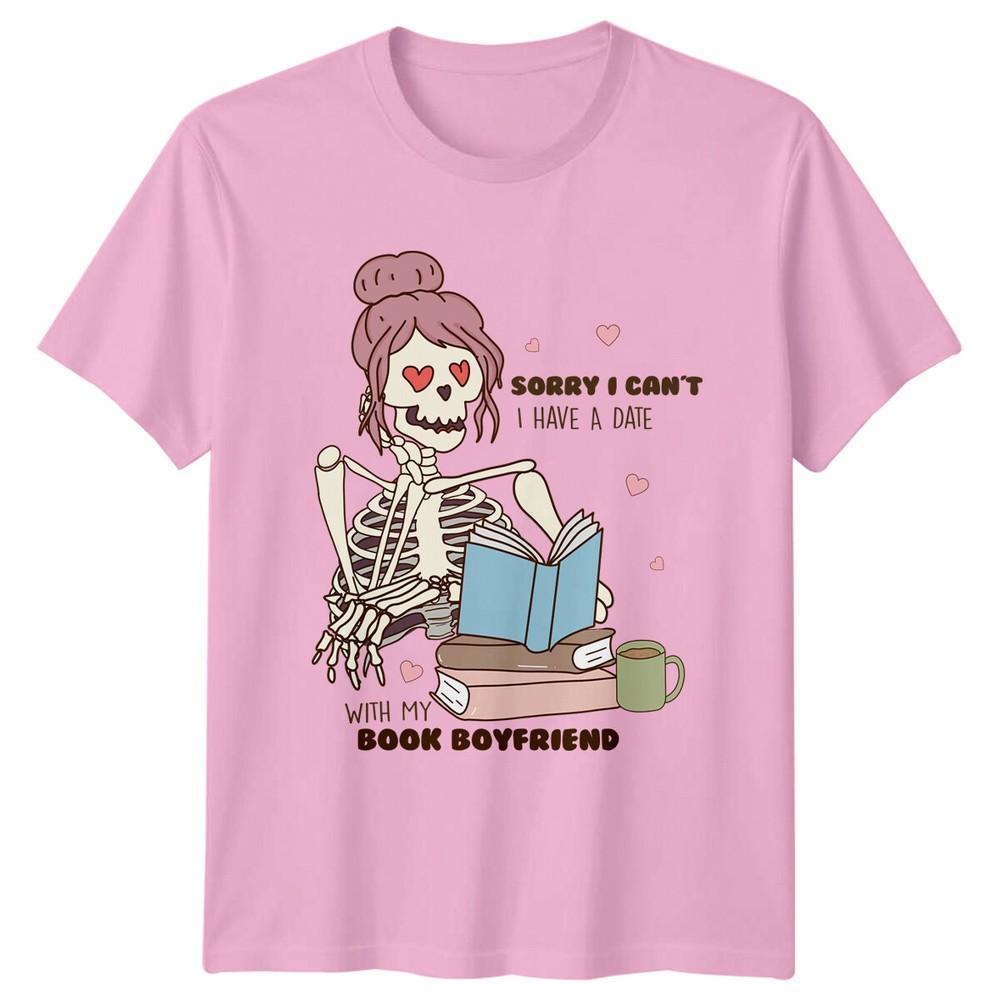 Book Boyfriend Date TShirt Skeleton Reading Book Lover TShirt