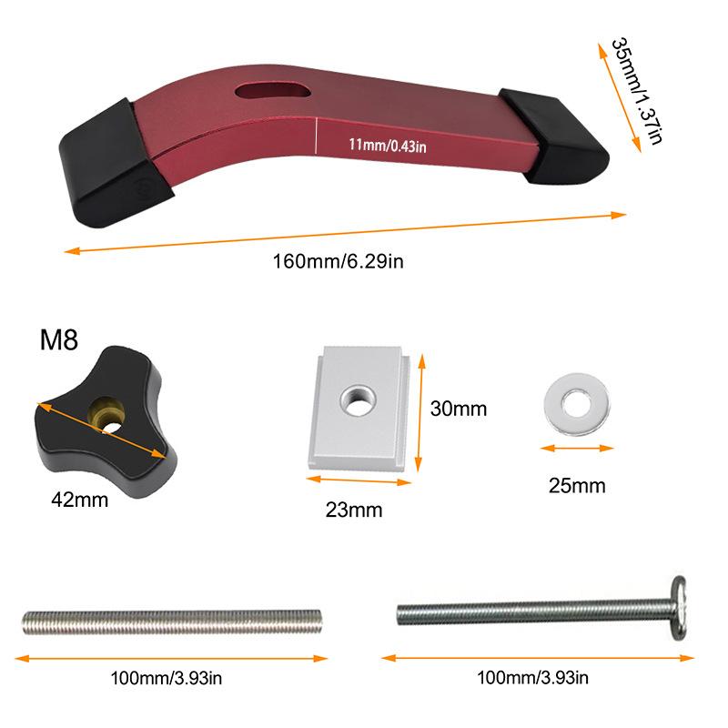 T-Track Hold Down Clamp Woodworking Chute Rail Table Saw Clamps High Strength Aluminum Alloy T Track CNC Router Clamp