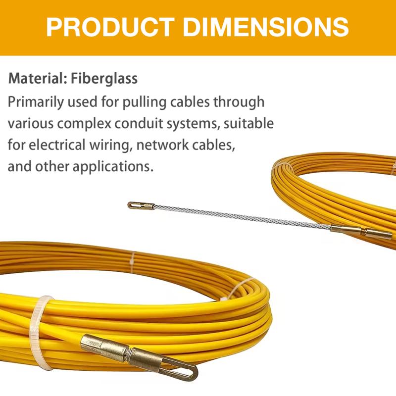 Flexibles 3mm Glasfaser-Einziehband 10M 1Set Kabelzieher Drahtführungswerkzeug für Fußboden-Elektrokabel-Installationsprojekte