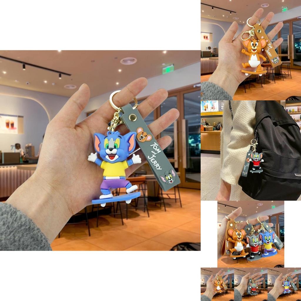 Entzückender Tom und Jerry Gummi Schlüsselanhänger Cartoonfigur Schlüsselanhänger für Jungen und Mädchen