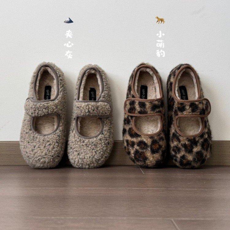 2025 winter Velcro French velvet warm bread shoes women's one-pedal fluffy single shoes women's Boken cotton shoes