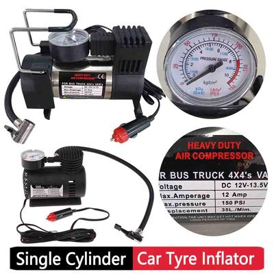 12V 150psi Odolný Deluxe Přenosný Kovový Vzduchový Kompresor S Manometrem Nafukovač Pneumatik do Auta Zásuvka Zapalovače