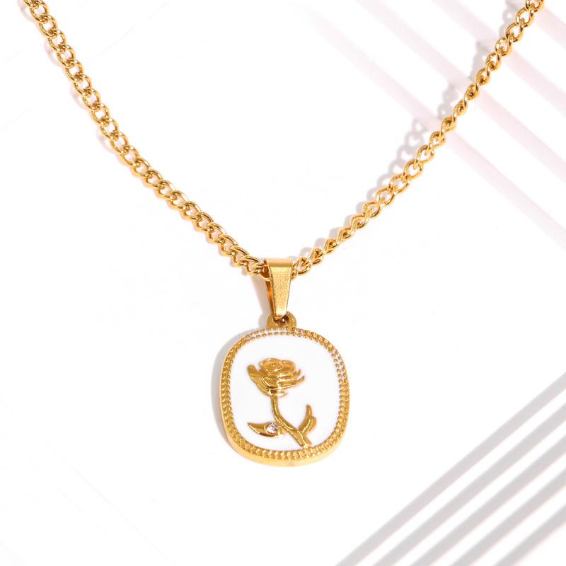 

Women’s French Rose Drip Oil Necklace: Niche Fashion Clavicle Chain & Pendant, Cold Style Versatile Design