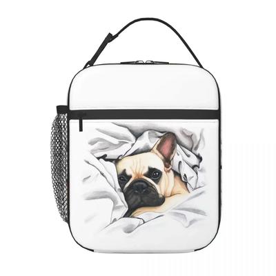 Bolsa de almuerzo de Bulldog Francés para Unisex Impresión 3D Animales Fiambrera Escolar Portátil Bolso Tote Aislante Bolsas de Comida Bolsa Refrigeradora Oxford
