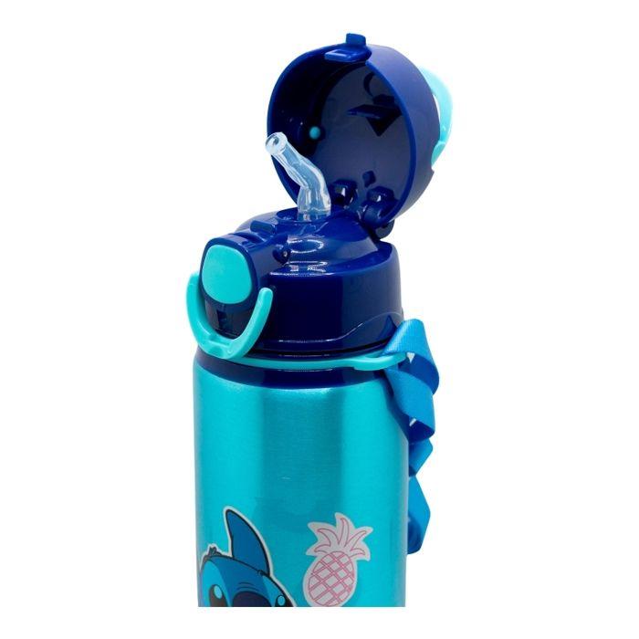 Bouteille d'eau - Disney - Stitch - Aluminium 730 ml - Paille intégrée - Sangle de transport