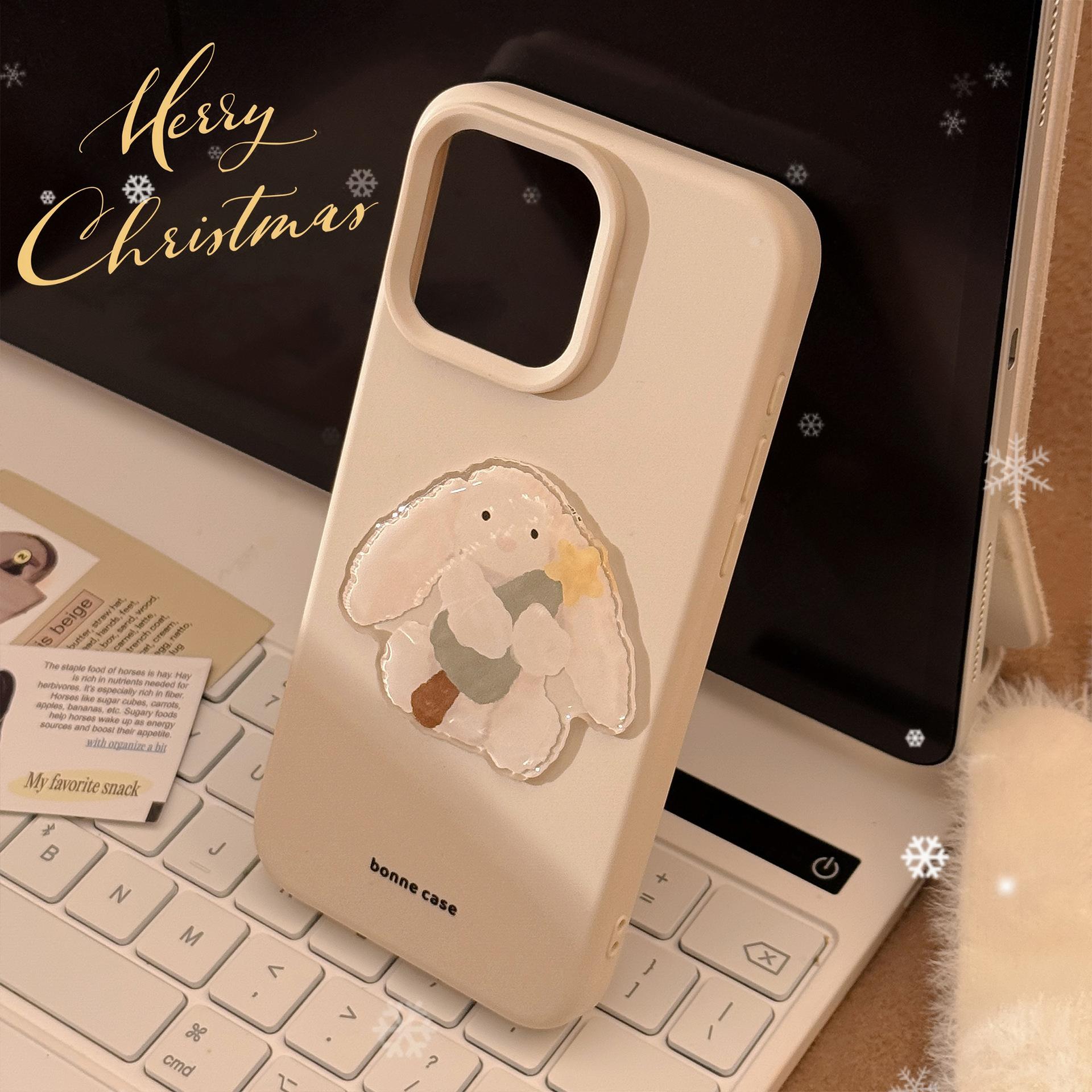 

Чехол для мобильного телефона Iphone16 с рождественской елкой и кроликом Apple 15 Мягкий 13 Трехмерный 17pro Max Подходит для 12 12pro max(6.7)