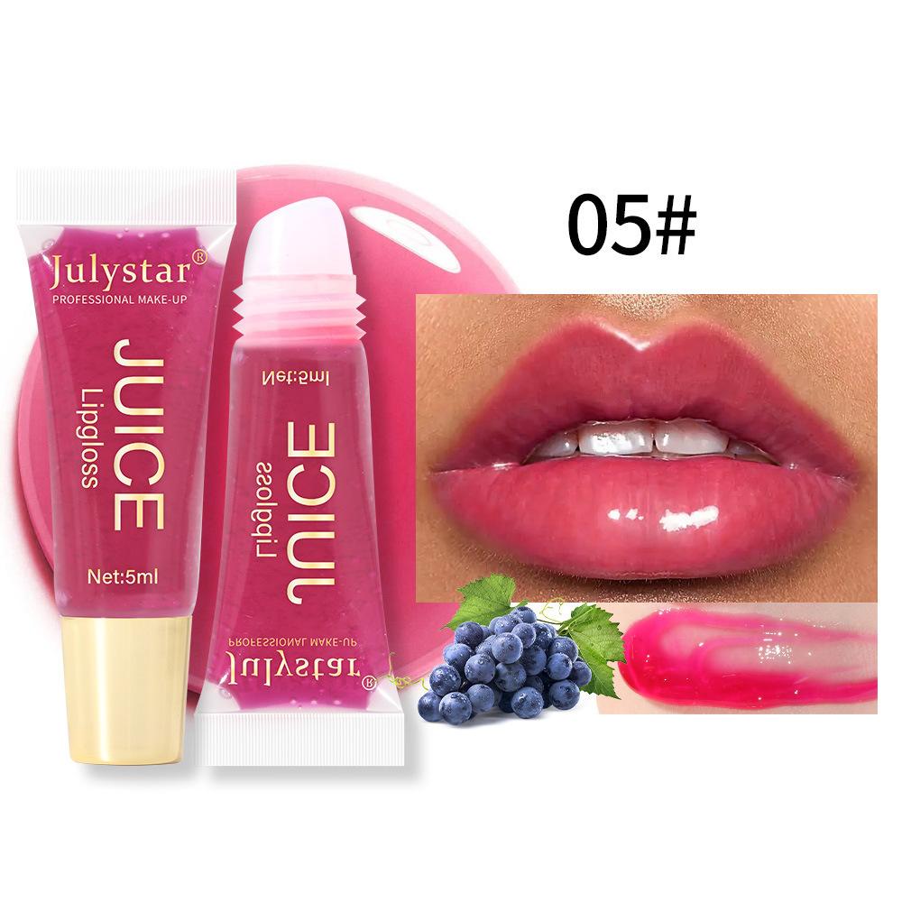 JULYSTAR Juice Lipgloss Natural Long-Lasting Moisturizing Mirror Lip Oil Fruit Flavored Plumping Water Glossy Tinted Liquid Lipstick Makeup 5ml
