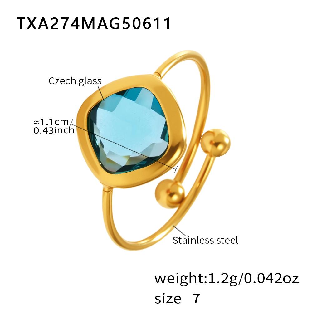 

Stainless Steel Simple Rings For Women 18k Gold Plated With Multi Shape And Color Shiny Faceted Czech Glass Luxury Women s Ring Adjustable
