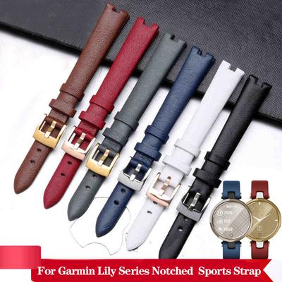 For Garmin Genuine Genuine Leather Strap for Women Lily Notch Watchband Series Intelligent Sports Soft Plain Watch Band 14mm