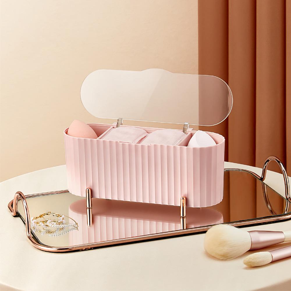 Desktop Cosmetics Storage Box  Dust-proof Makeup Organizer For Cotton Pads Swabs Beauty Egg Holder Bathroom Jewelry Organizer