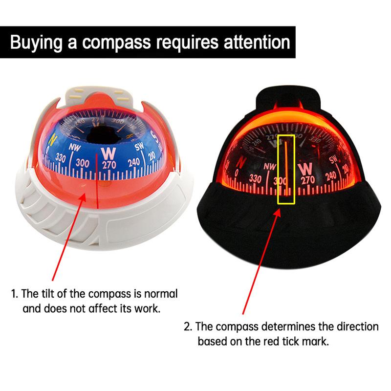 AD Waterproof Compass With Electronic LED Light Nautical Sea Pivoting Marine Boat Compass For Marine Navigation Positioning