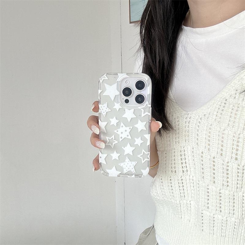 Korean Style Glitter Star Case for iPhone 17, 16 Pro Max, 15, 14