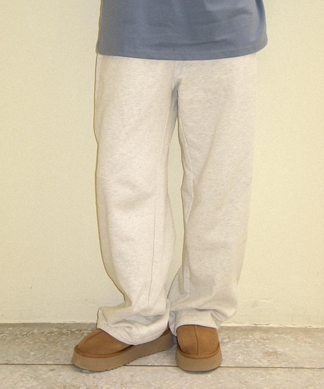 RONRON Back Heart Stitch Pocket Sweat Jogger Pants White Melange