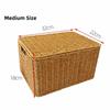 Large Capacity Rattan Storage Box Rectangular Weave Container Woven Storage Basket  Household