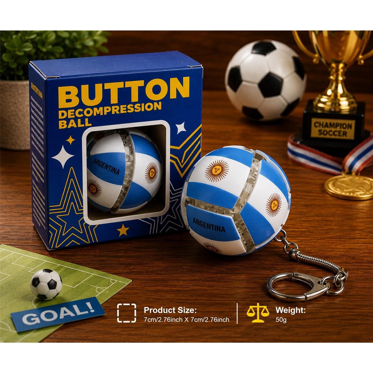 Soccer Ball Fidget Button Keychain – Clicky Stress Relief Toy Keyring, Portable Football Fidget Toy Collectible Sports Fan Gift