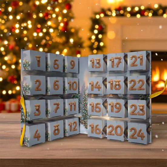 Skládací adventní kalendář s skotským náhorním skotem 24denní vánoční odpočítávací kalendář Dekorace se skotským náhorním skotem pro domov Farmářská dekorace Dětský sváteční dárek