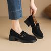 [Sheep Anti Velvet] 2026 Spring Round Head Coarse Heel British Style Loafers