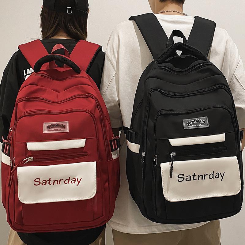 Primary School Boy Junior High School Student Burgundy Backpack Female College Student High School Student Backpack