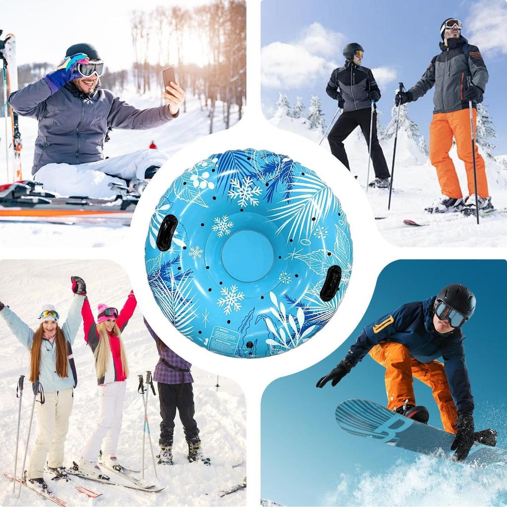 Snow Sledge Inflatable Ski Ring PVC Sledding Tube Thicken Snow Tubing Winter Snow Tube with Handle Skiing Accessories