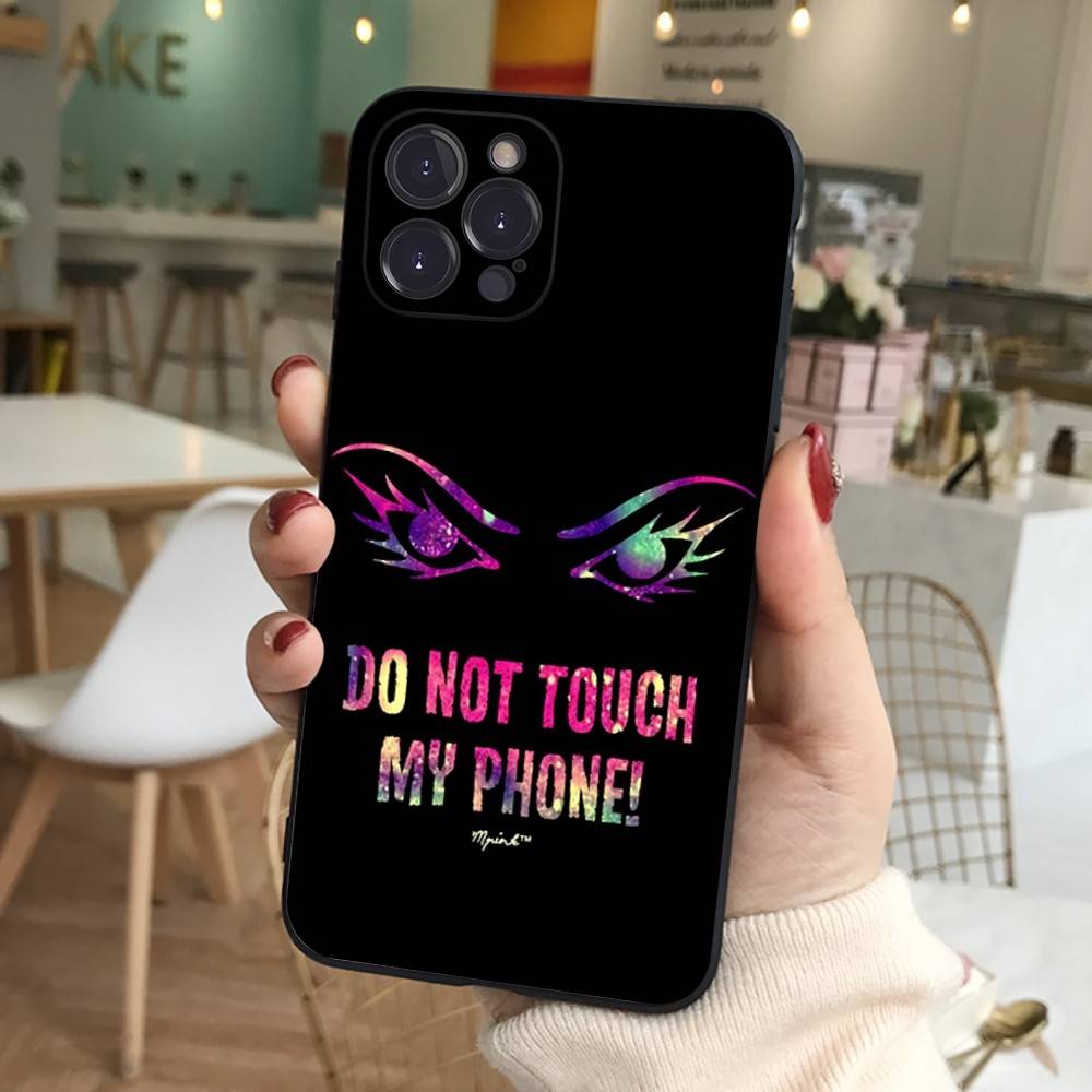 Nicht anfassen Mein Handy Muster Handyhülle Für IPhone 17 16 15 14 13 12 11 Pro Max Plus Mini Weiche Schwarze Hülle