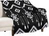 Black White Abstract Geometric Vintage Textured Boho Pattern Print Super Soft Flannel Throw Blanket for Bed Sofa