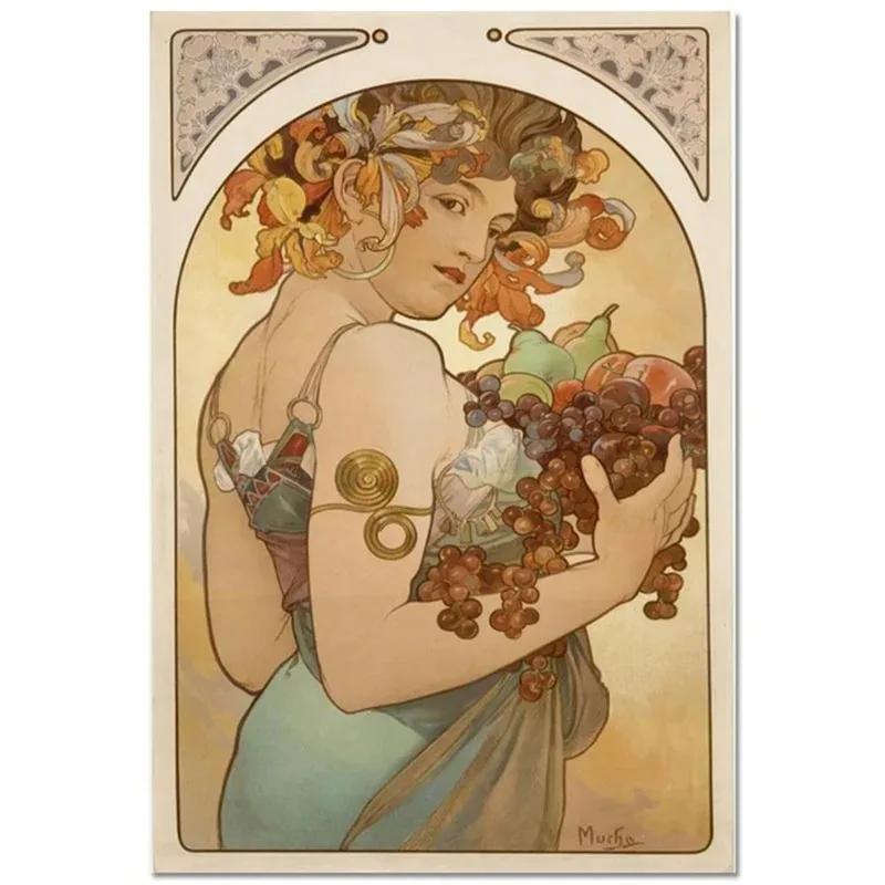 Alphonse Mucha Affisch Pinup-flickor Metallplåtskylt Konst Målning Dekorativa Väggplåtar För Bar Café Vardagsrum Hem Väggdekor