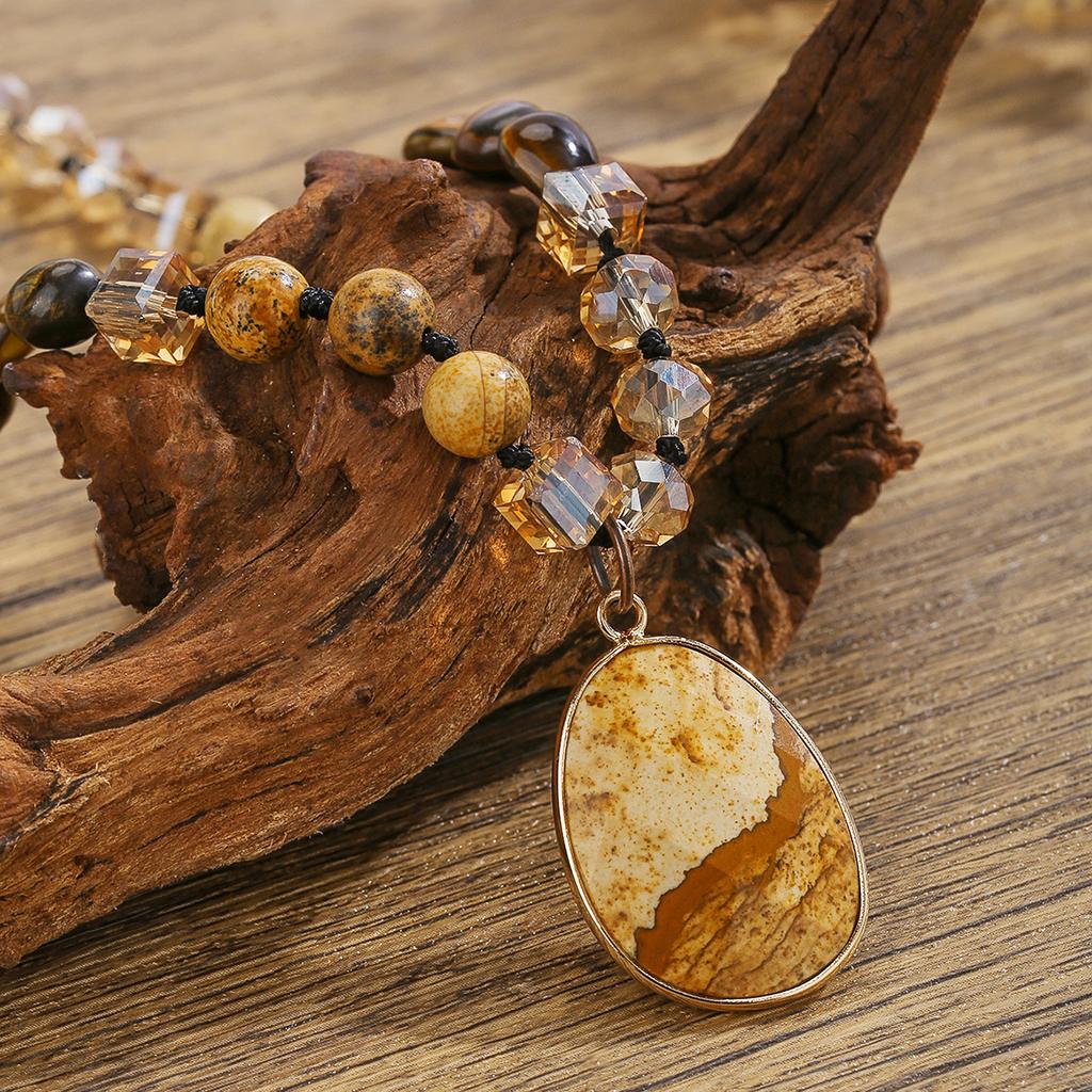 Chaîne de pull en pierre naturelle, polyvalente pour l'automne et l'hiver, collier long, bijoux bohèmes