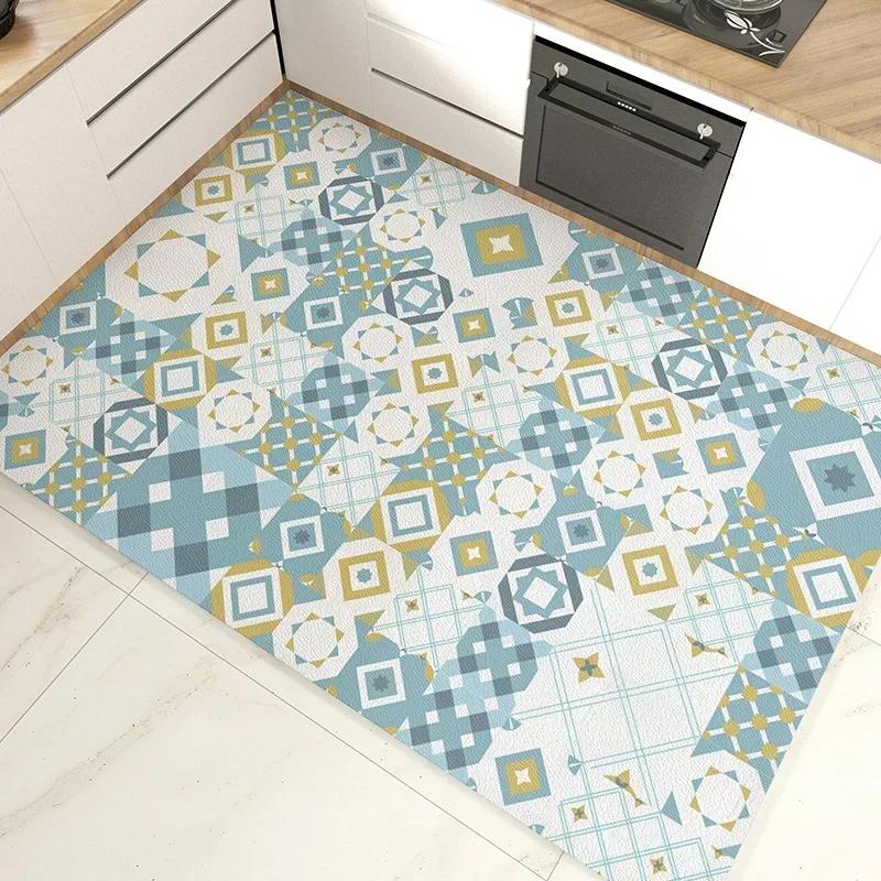 Kitchen Floor Mat Waterproof Pvc Carpet Leather Mats Non-slip Large Rug Home Decoration Area Rugs Alfombra De Cocina