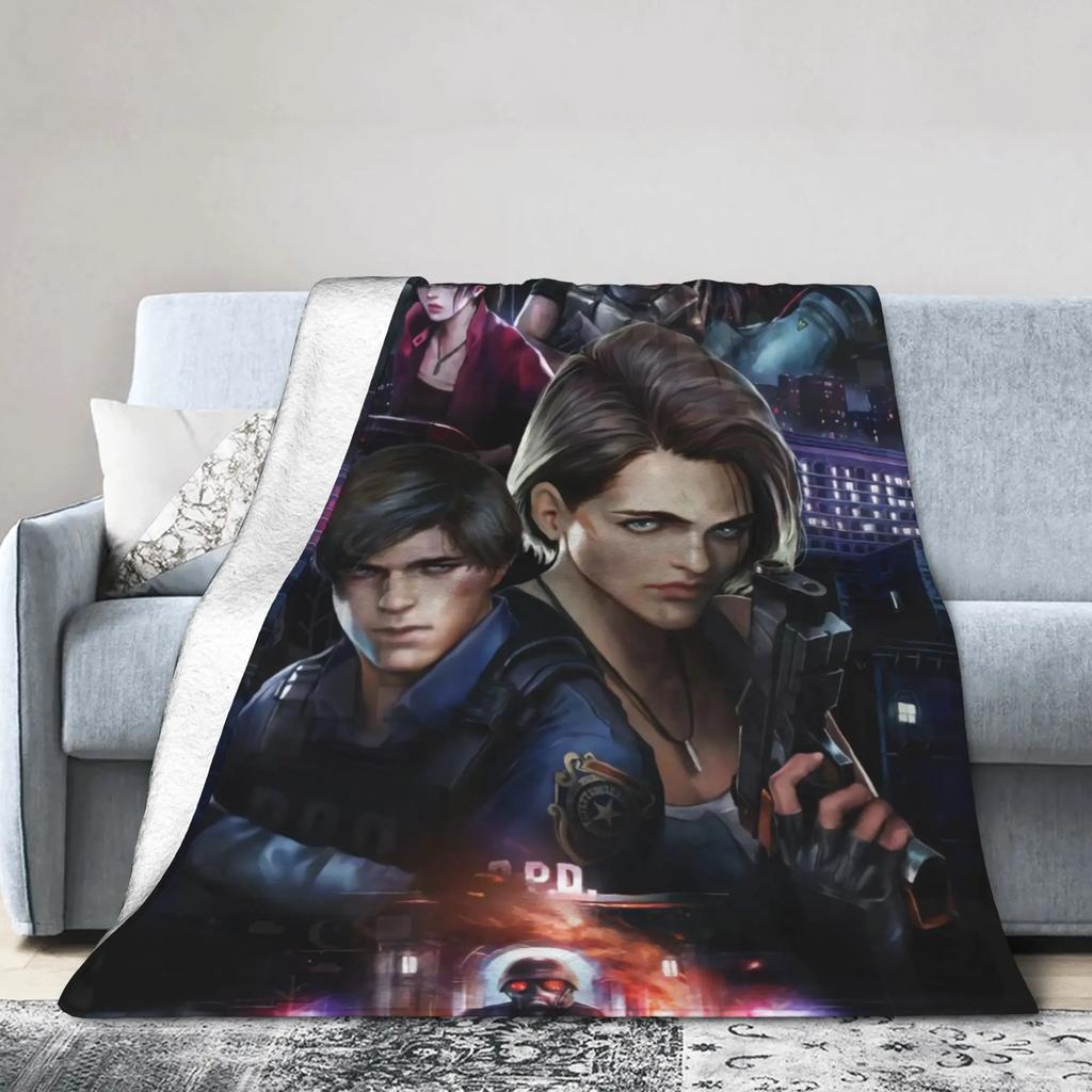 Leon S Kennedy Resident Evil Warm Soft Plush Throw Blanket for Kids and Adults Funny Flannel Bedspread for Sofa Bed Cover