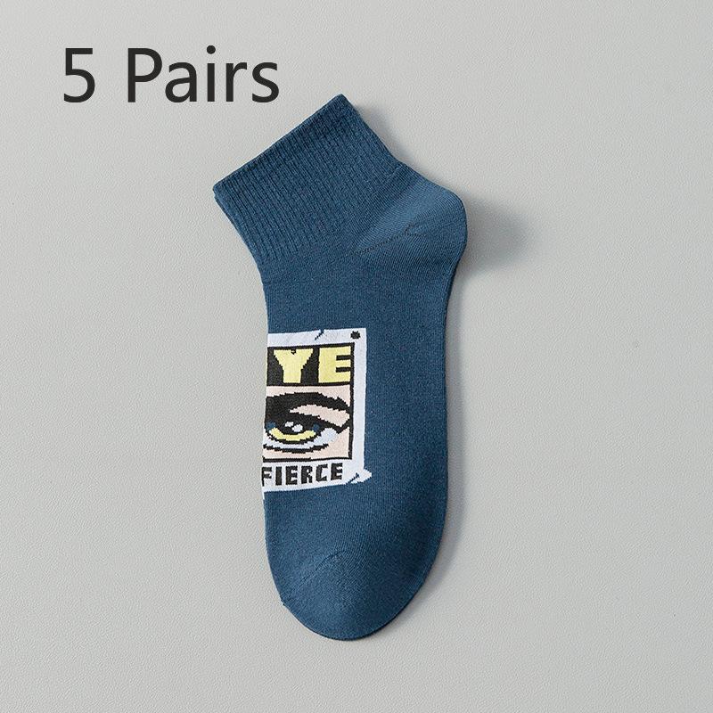 5 Pairs of Socks Men Boys Summer Thin Cotton Anti-odour Sweat Sports Youth Secondary School Students Basketball Socks