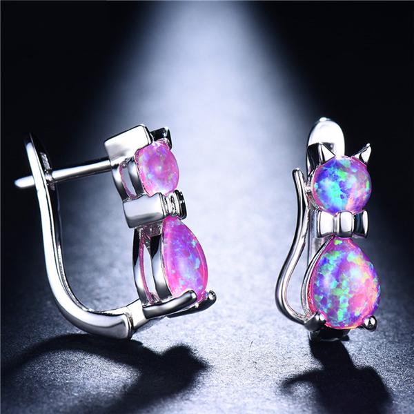 Schmuck-Set FEUER OPAL Grün KATZE Kette Ohrringe * 925 Sterlingsilber