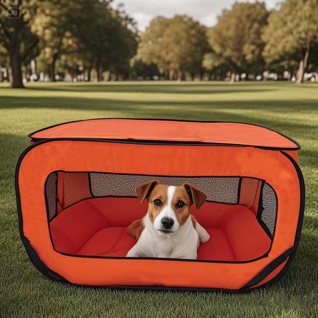 Foldable Scratch-Resistant Oxford Cloth Portable Dog Kennel for Car and Outdoor Use