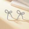 2026 Summer New Exquisite Fashion Light Luxury Micro-inlaid Zircon Bow Earrings S925 Silver Needle Atmosphere Senior Stud Earrings Women