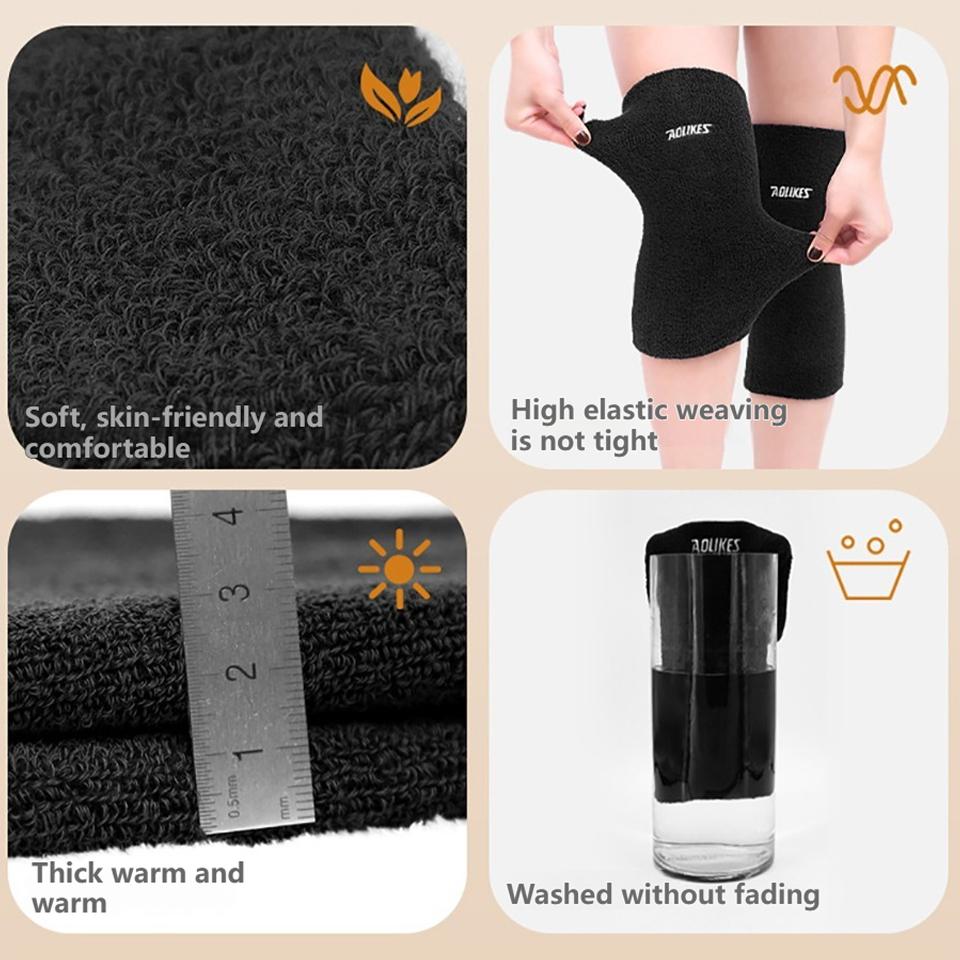 Aolikes Winter Thermal Knee Braces Warm Leg Sleeves for Running Cycling Camping Arthritis Tendonitis Relief Soft Support