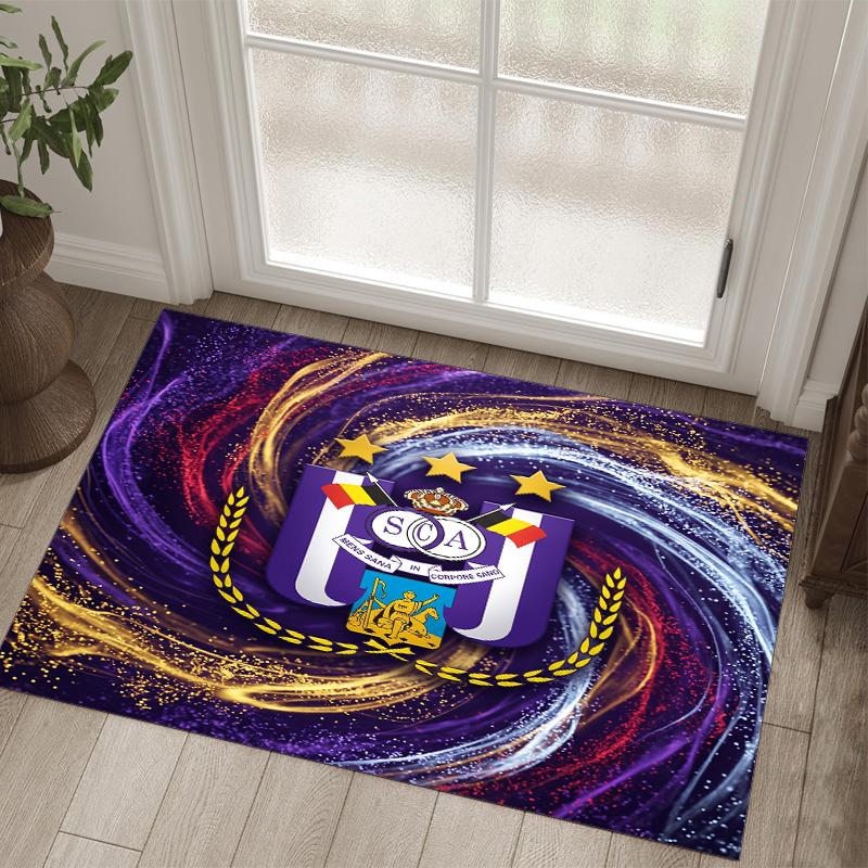 Anderlecht FC Design Crystal Velvet Carpet Cozy Non?Slip Printed Rug For Bedroom Living Room Entrance