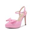 Spring and summer new bow pointed high heels women's thin heels shallow mouth socialite fairy word with sandals