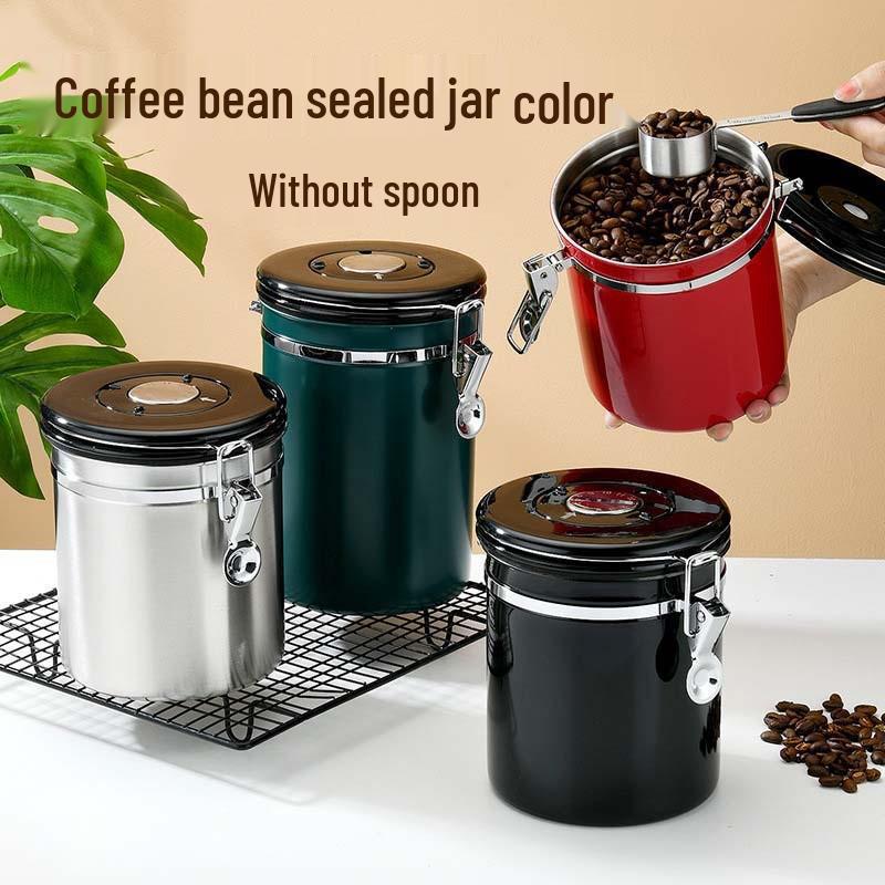 304 Stainless Steel Airtight Coffee Canister with Date Tracker and Exhaust Valve for Freshness