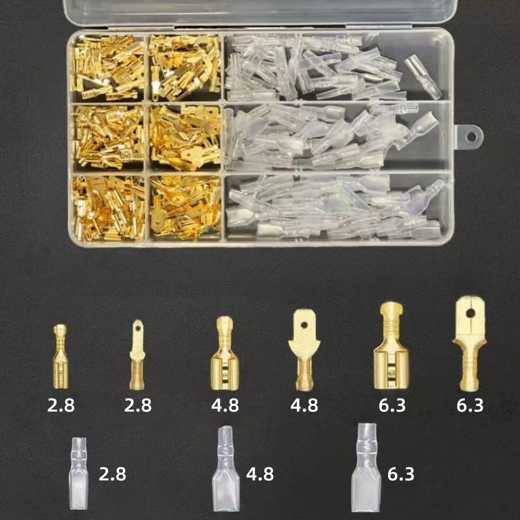 Bullet Terminal Set, Set of 270, Flat Terminal Set, Gold,